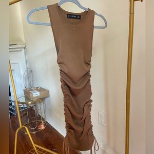 Tan/brown lioness military minds knot midi dress